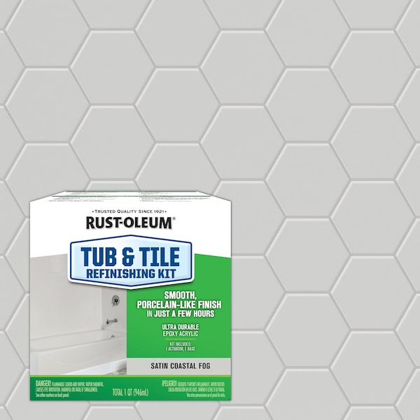 Rust-Oleum Tub and Tile Refinishing Kit, Coastal Fog, Satin, 1 qt, Tub & Tile Paint Series 385280 - main
